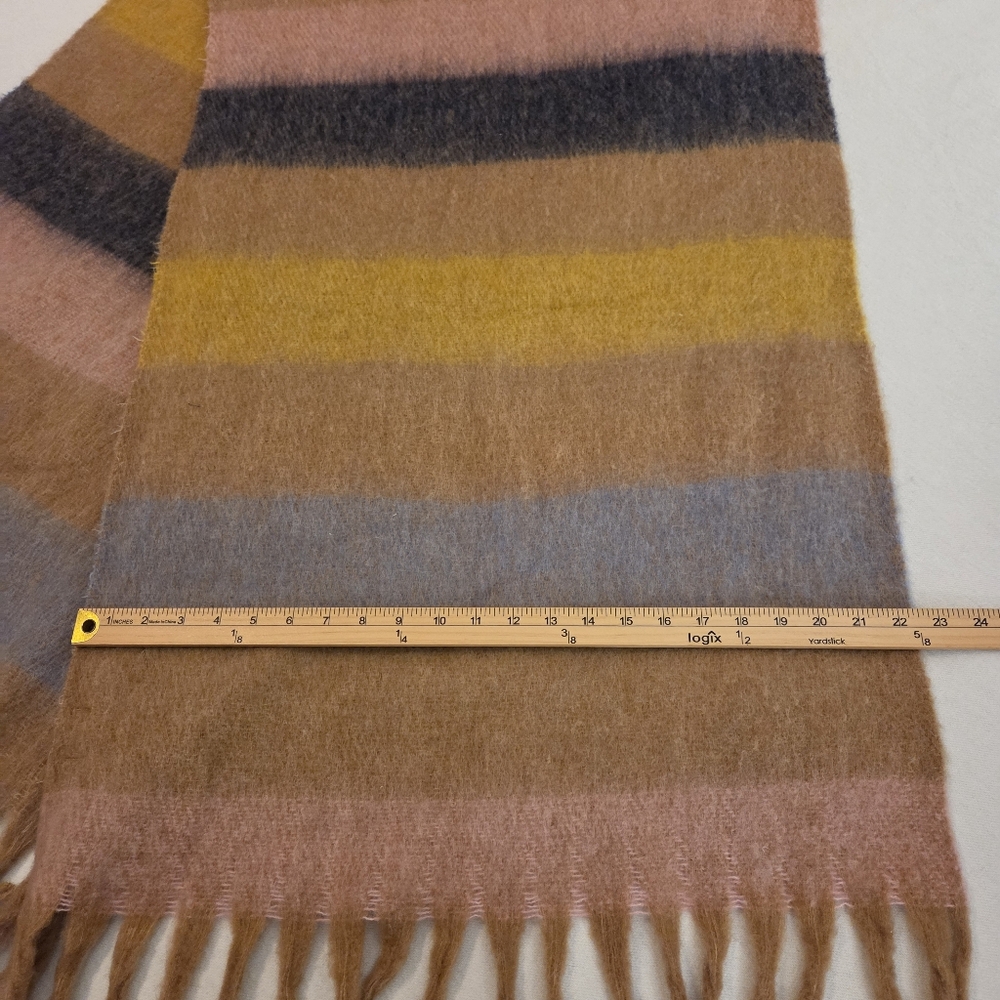 AERIE Multicolored Striped Wool Blend Large Fringe Blanket Scarf Women's OSFA‎ - Picture 10 of 13